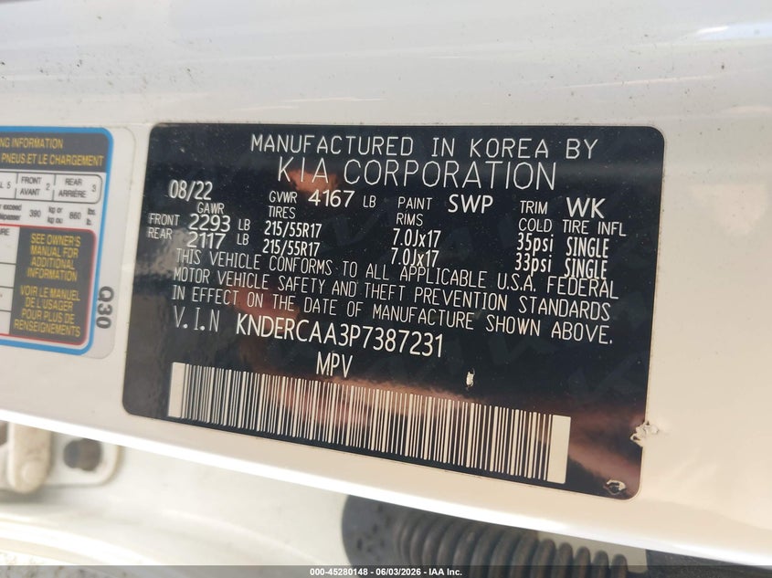 2023 Kia Seltos Ex VIN: KNDERCAA3P7387231 Lot: 45280148