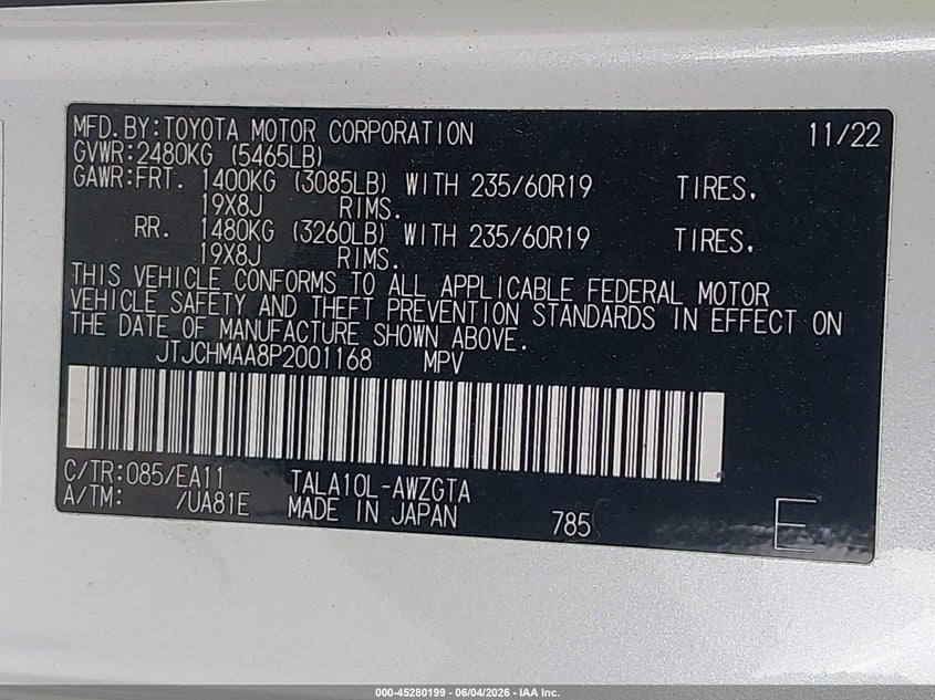 2023 Lexus Rx 350 Premium VIN: JTJCHMAA8P2001168 Lot: 45280199