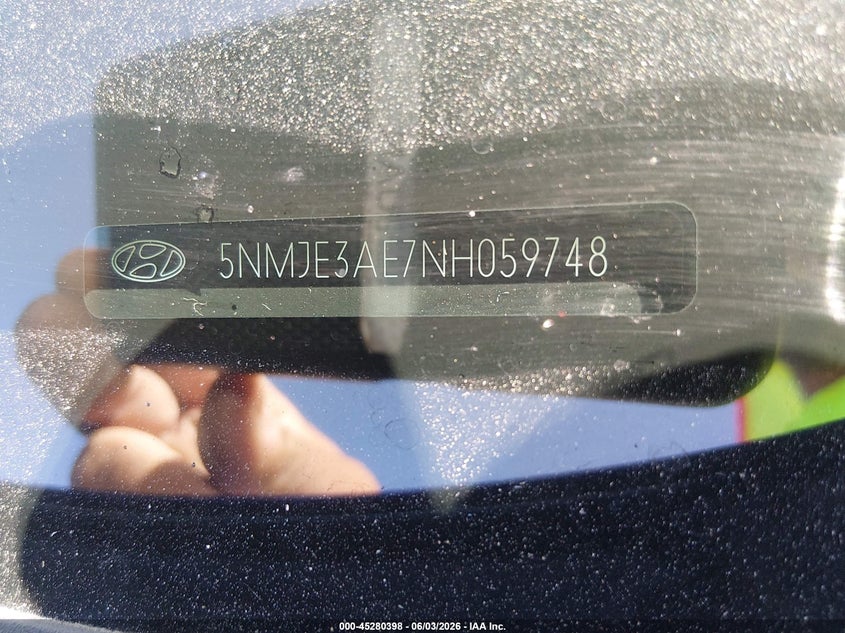 2022 Hyundai Tucson Limited VIN: 5NMJE3AE7NH059748 Lot: 45280398