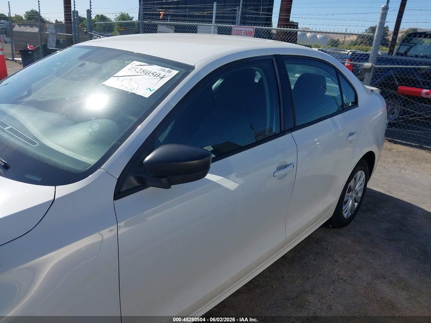 2012 Volkswagen Jetta 2.0 2.0L S white Lot 111045280504 Vin 3VW1K7AJ5CM317298