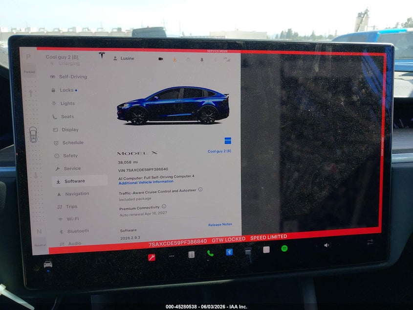2023 Tesla Model X Dual Motor All-Wheel Drive/Standard Range VIN: 7SAXCDE59PF386840 Lot: 45280538