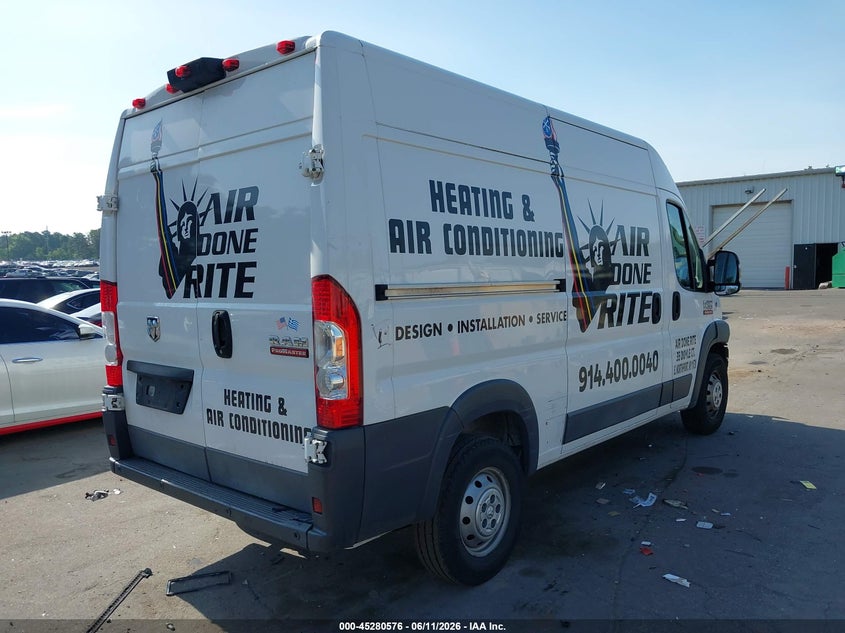 Vin: 3c6trvcg5he548708, lot: 45778400, ram promaster 2500 high roof 136 wb 20174