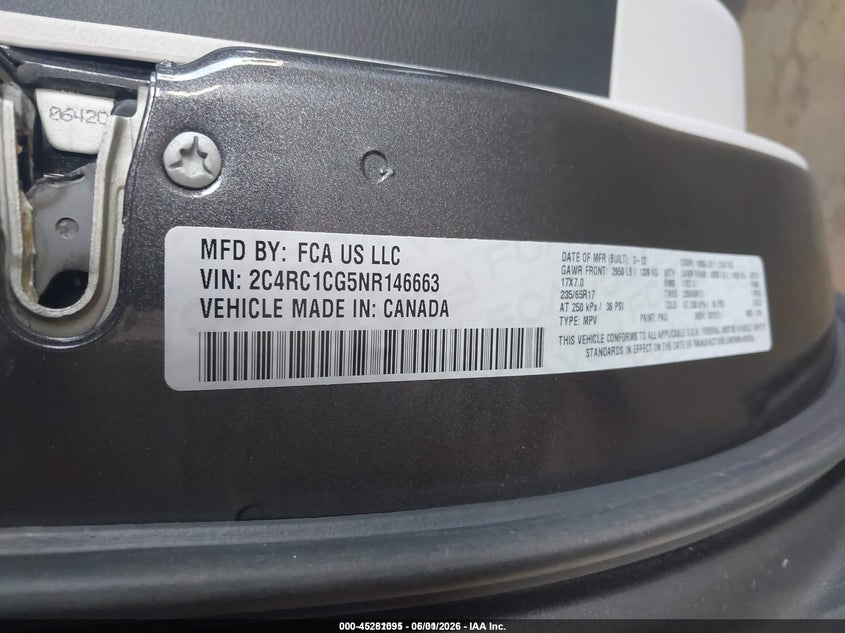 2022 Chrysler Voyager Lx VIN: 2C4RC1CG5NR146663 Lot: 45281095