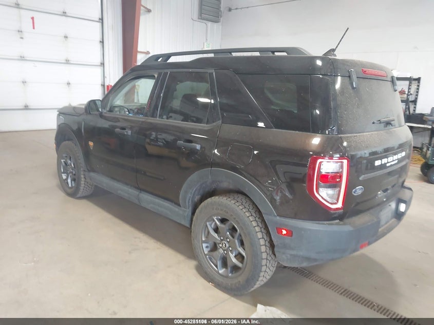 Vin: 3fmcr9d91mrb17605, lot: 45778930, ford bronco sport badlands 20213