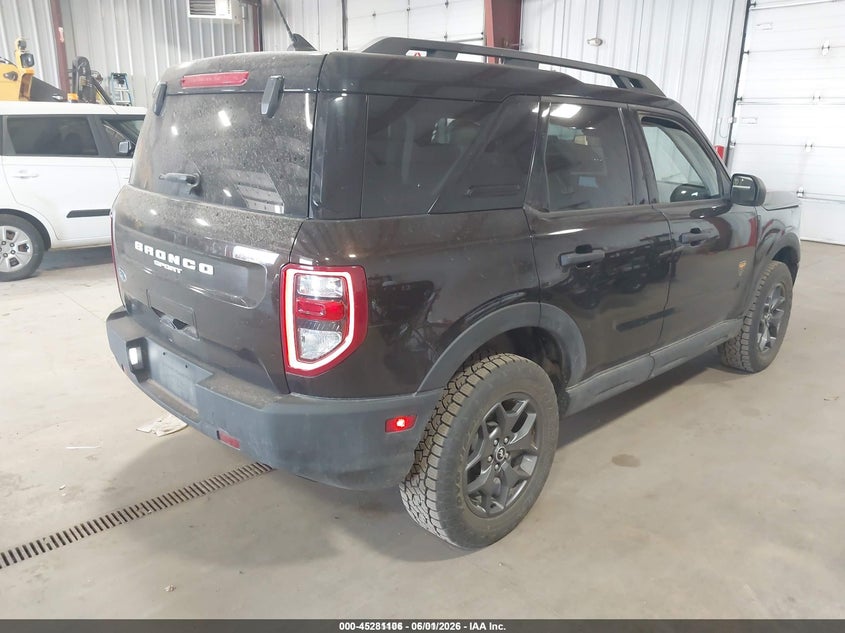 Vin: 3fmcr9d91mrb17605, lot: 45778930, ford bronco sport badlands 20214
