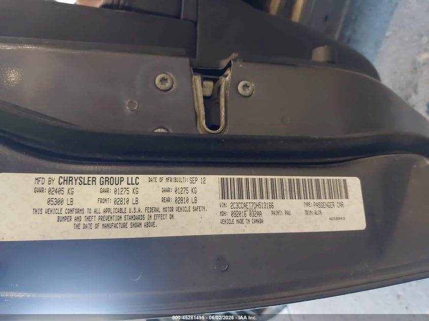 2013 Chrysler 300C VIN: 2C3CCAET7DH513166 Lot: 45281495