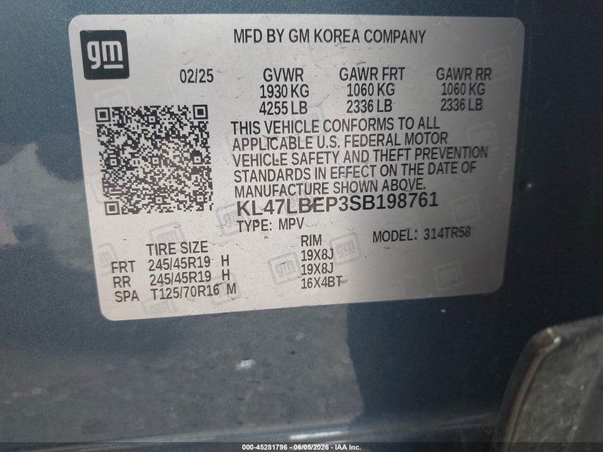 2025 Buick Envista Sport Touring Fwd VIN: KL47LBEP3SB198761 Lot: 45281796