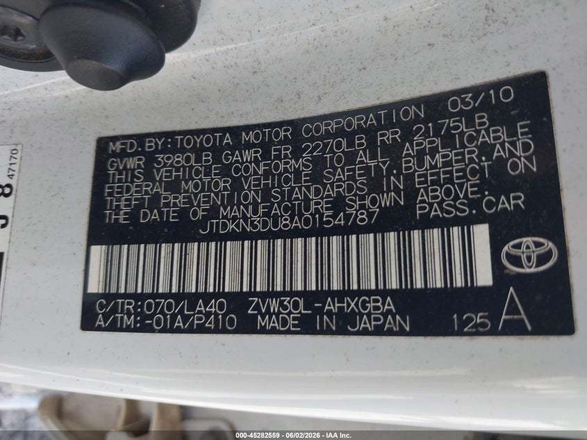 2010 TOYOTA PRIUS HATCHBACK 1.8L I-4 DOHC, VVT, 98HP