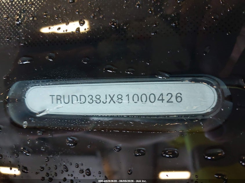 2008 Audi Tt 3.2 VIN: TRUDD38JX81000426 Lot: 45282639