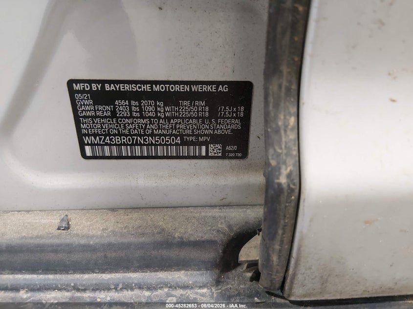 2022 Mini Countryman Cooper VIN: WMZ43BR07N3N50504 Lot: 45282653