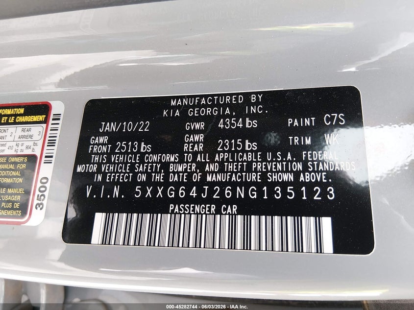 2022 Kia K5 Gt-Line VIN: 5XXG64J26NG135123 Lot: 45282744