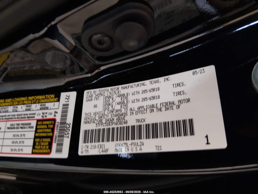 2023 TOYOTA TUNDRA HYBRID 3.4L V-6 DI, DOHC, V(VIN: 5TFPC5DB3PX030240
