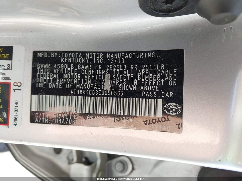 2014 Toyota Avalon Xle Touring VIN: 4T1BK1EB3EU090565 Lot: 45282954