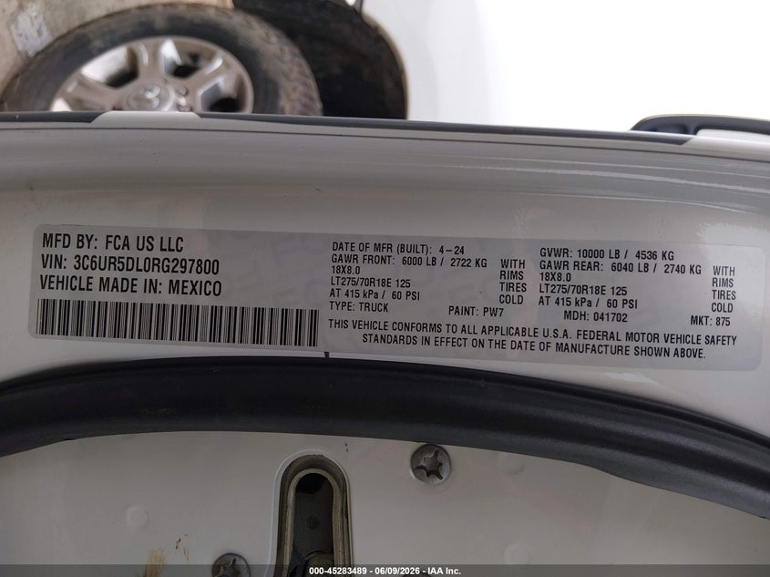 2024 RAM 2500 6.7L I-6 DI, TURBO, (VIN: 3C6UR5DL0RG297800