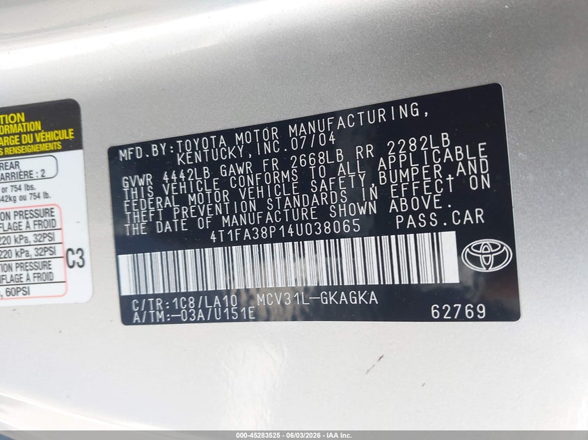 2004 Toyota Camry Solara Sle VIN: 4T1FA38P14U038065 Lot: 45283525
