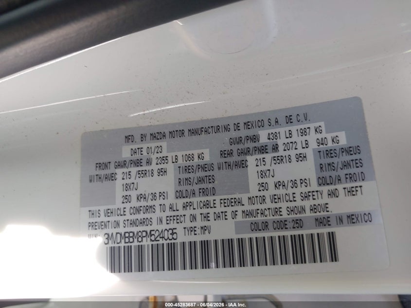 2023 Mazda Cx-30 2.5 S Select VIN: 3MVDMBBM8PM524035 Lot: 45283687