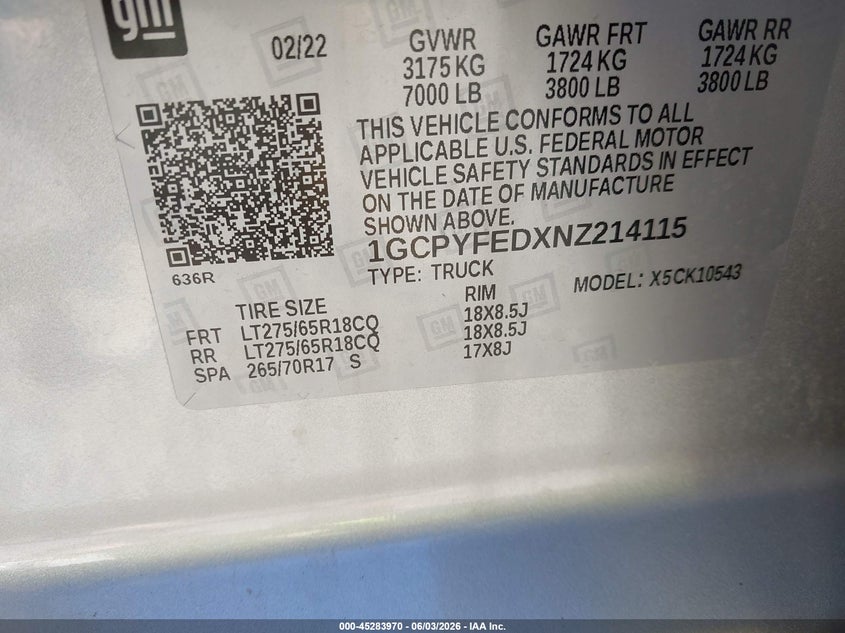 2022 Chevrolet Silverado 1500 Ltd 4Wd Short Bed Lt Trail Boss VIN: 1GCPYFEDXNZ214115 Lot: 45283970