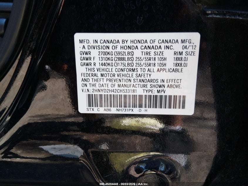 2012 Acura Mdx 3.7 Mdx Technology Package black Lot 111045284448 Vin 2HNYD2H42CH533181
