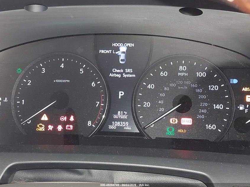 2013 Lexus Ls 460 VIN: JTHBL5EF8D5120078 Lot: 45284745