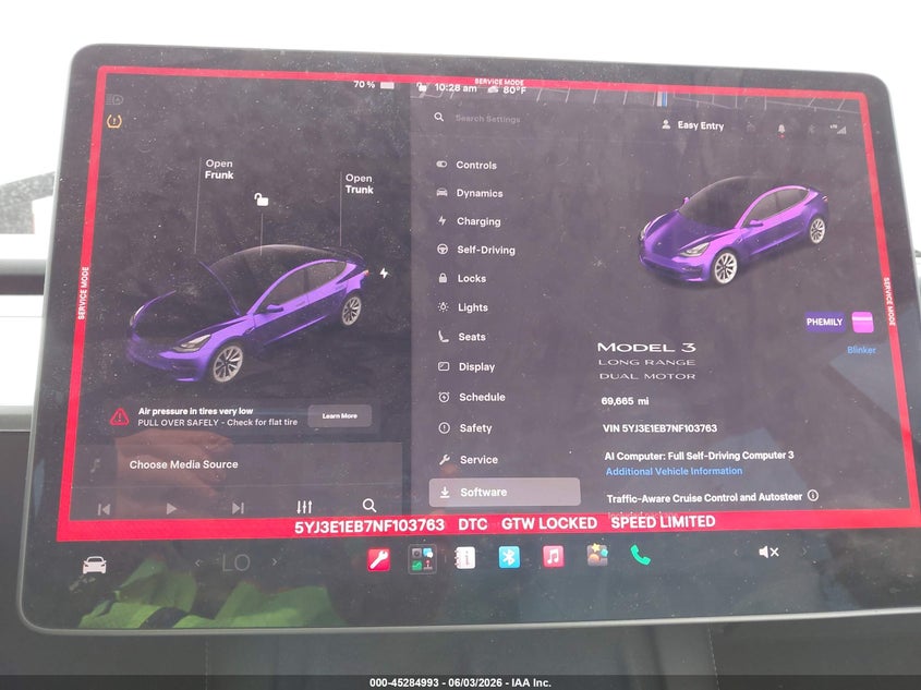 2022 Tesla Model 3 Long Range Dual Motor All-Wheel Drive VIN: 5YJ3E1EB7NF103763 Lot: 45284993
