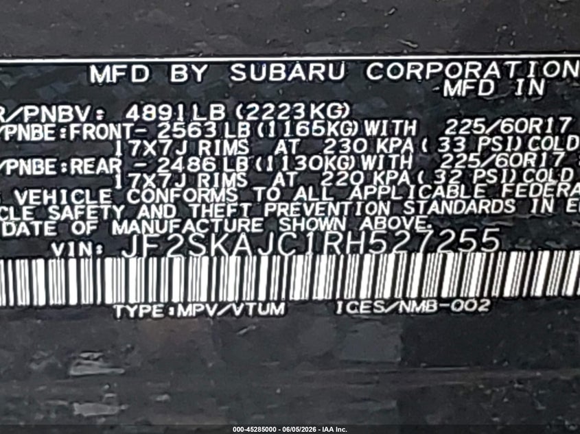 2024 SUBARU FORESTER SPORT UTILITY VEHICLE 2.5L H-4 DI, DOHC, VVT, 182HP