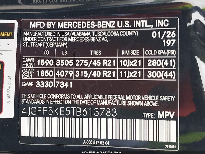 2026 Mercedes-Benz Gls 450 4Matic VIN: 4JGFF5KE5TB613783 Lot: 45285319