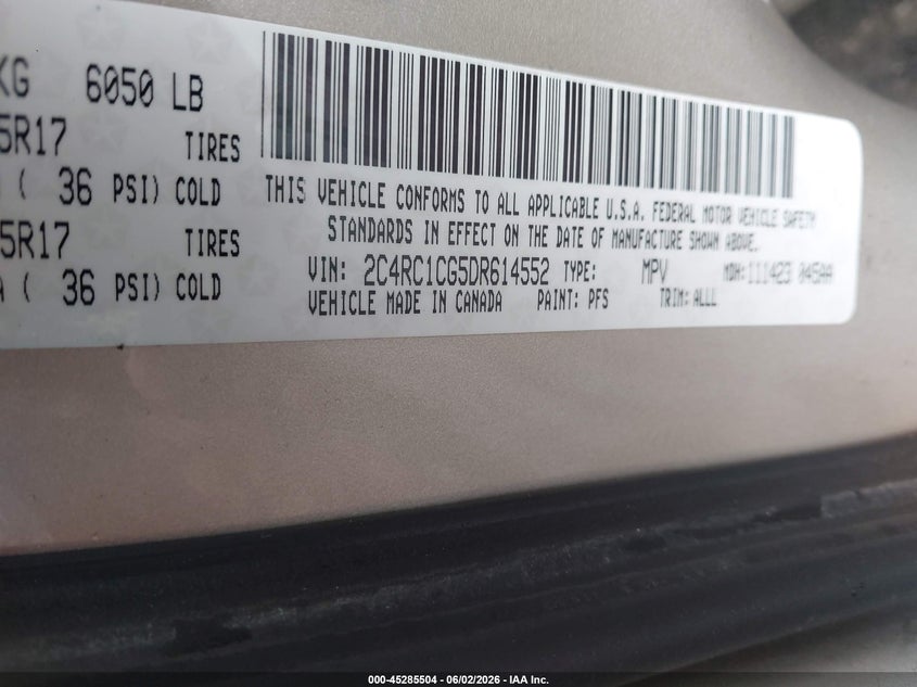 2013 Chrysler Town & Country Touring-L VIN: 2C4RC1CG5DR614552 Lot: 45285504