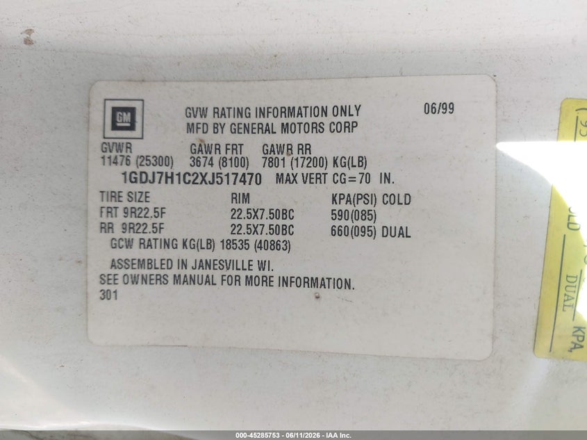 1999 GMC C-SERIES auction photo 8