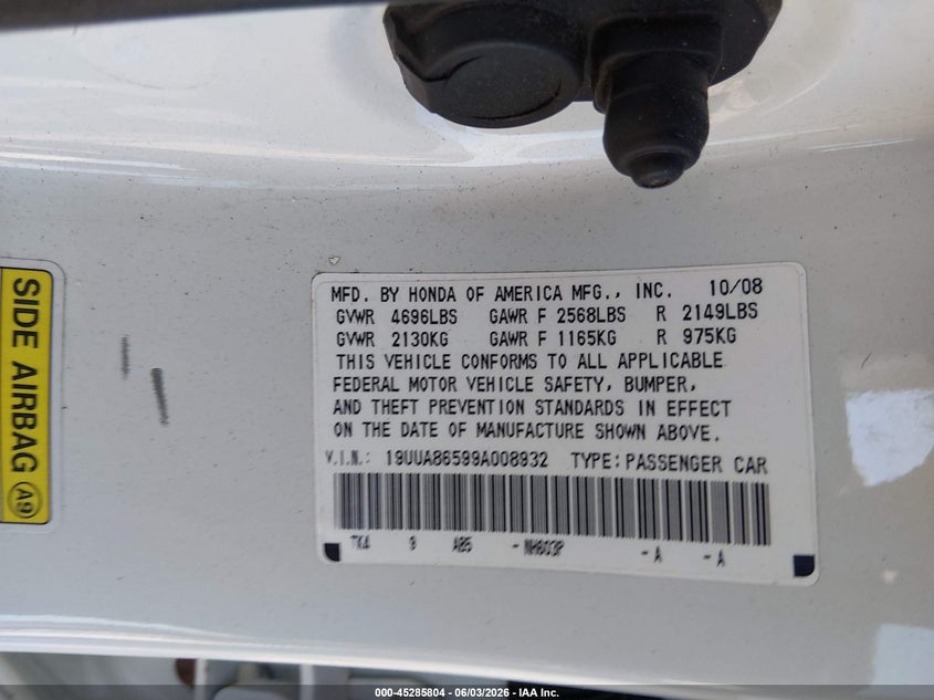 2009 Acura Tl 3.5 VIN: 19UUA86599A008932 Lot: 45285804