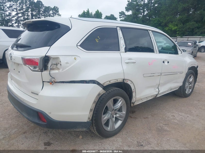 Vin: 5tdykrfh6es007649, lot: 45783713, toyota highlander limited v6 20144