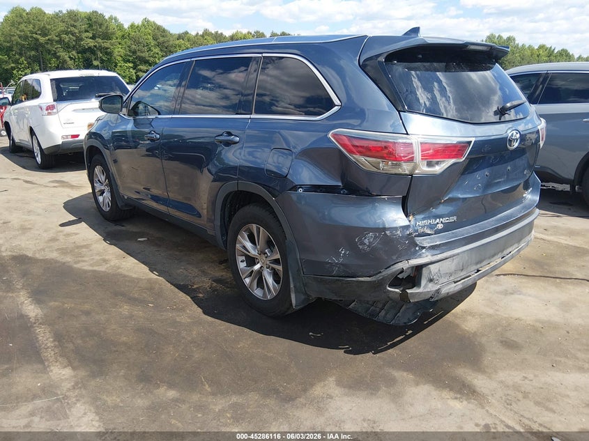 Vin: 5tdjkrfh9fs176633, lot: 45783952, toyota highlander xle v6 20153
