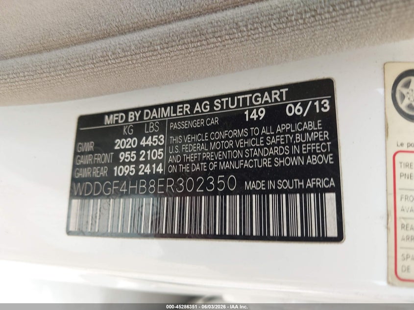 2014 Mercedes-Benz C 250 Sport VIN: WDDGF4HB8ER302350 Lot: 45286351