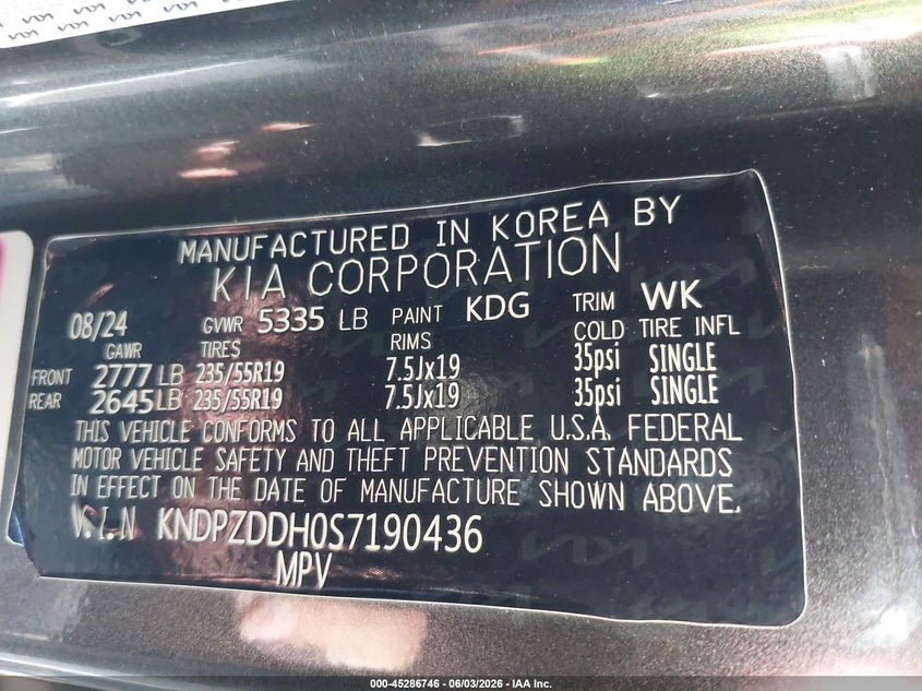 2025 Kia Sportage Plug-In Hybrid X-Line Prestige VIN: KNDPZDDH0S7190436 Lot: 45286746