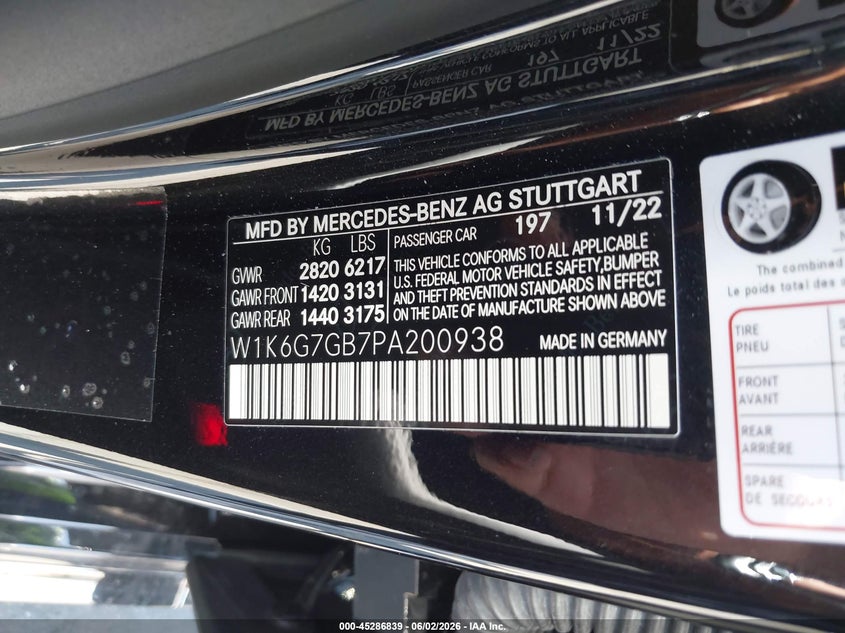 2023 Mercedes-Benz S 580 4Matic VIN: W1K6G7GB7PA200938 Lot: 45286839