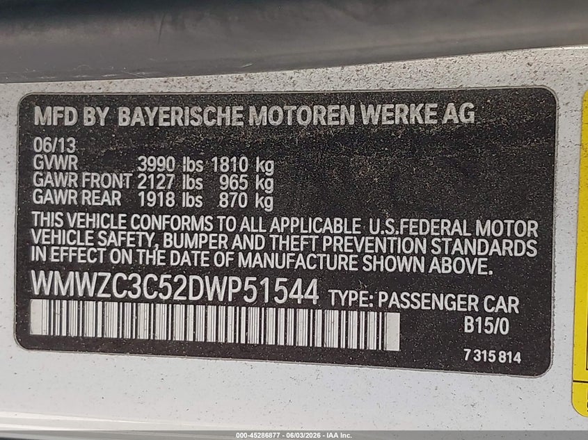 2013 Mini Countryman Cooper S VIN: WMWZC3C52DWP51544 Lot: 45286877