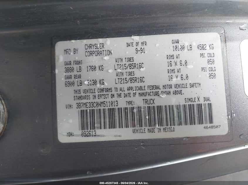 1992 DODGE D/W SERIES COUPE N/A