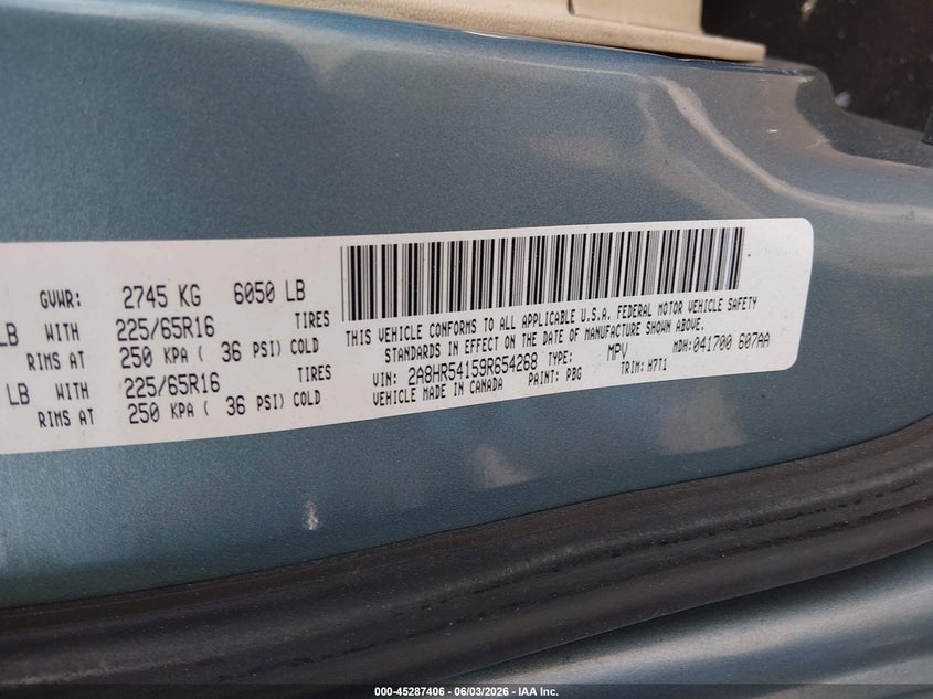 2009 Chrysler Town & Country Touring VIN: 2A8HR54159R654268 Lot: 45287406