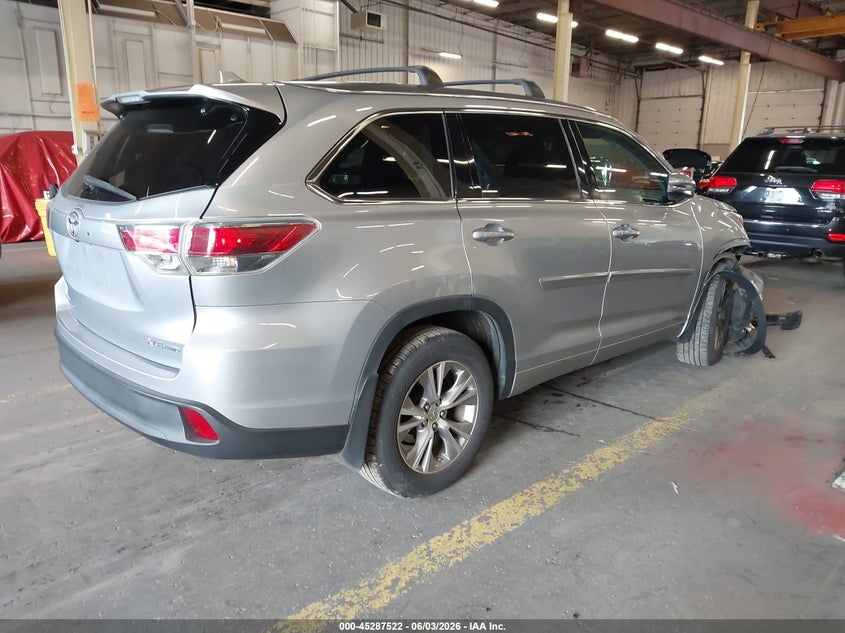 Vin: 5tdjkrfh1fs192731, lot: 45785357, toyota highlander xle v6 20154