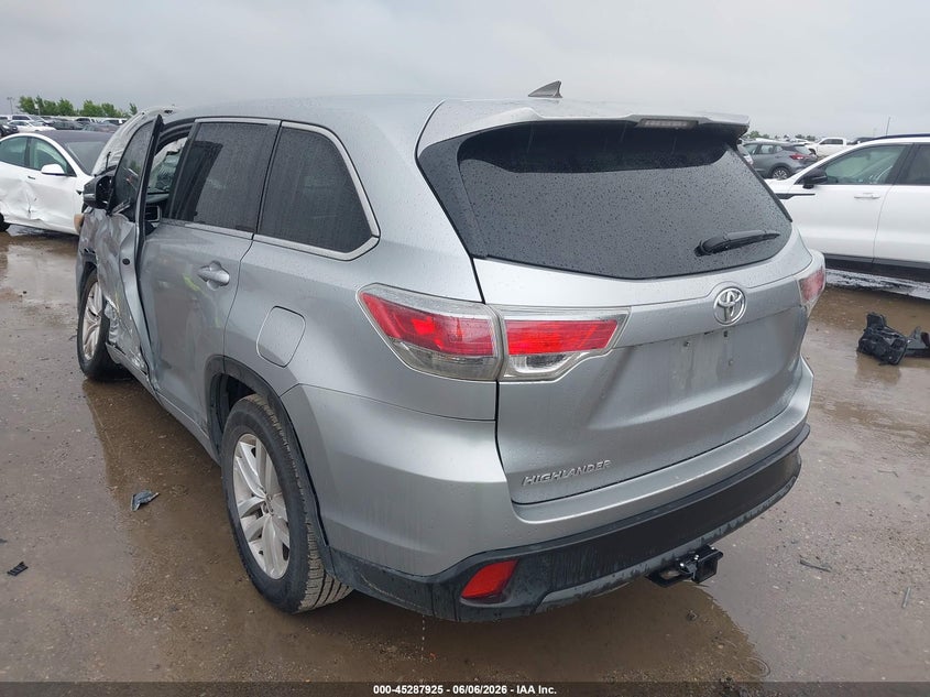 Vin: 5tdzkrfh9gs171548, lot: 45785761, toyota highlander le v6 20163
