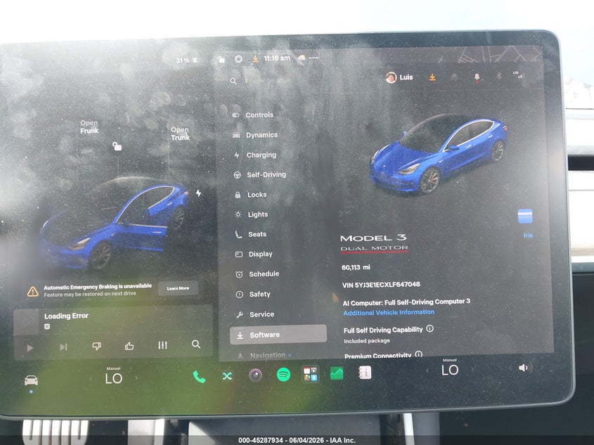 2020 Tesla Model 3 Performance Dual Motor All-Wheel Drive VIN: 5YJ3E1ECXLF647048 Lot: 45287934
