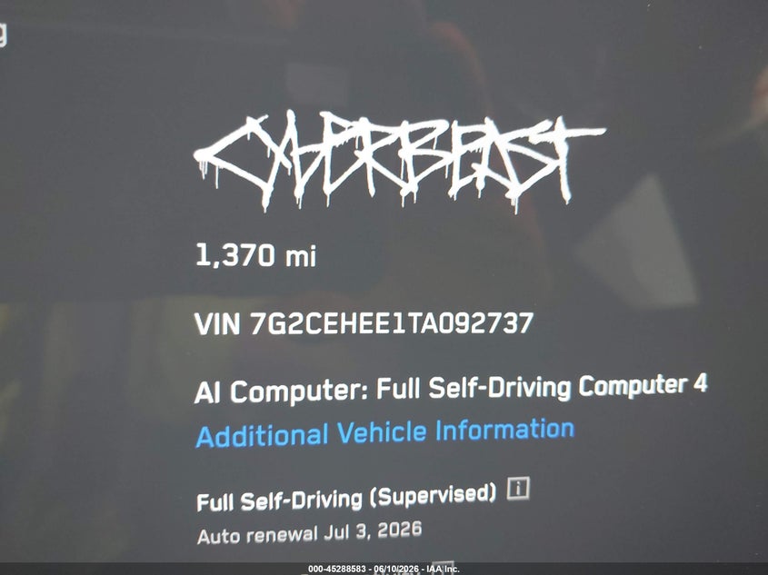 2026 TESLA CYBERTRUCK auction photo 7