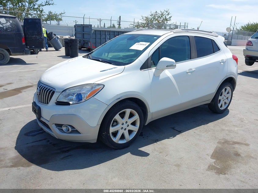 Vin: kl4cjcsb5fb254191, lot: 45786704, buick encore leather 20152