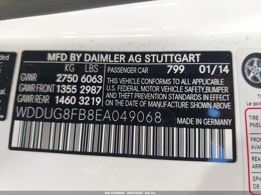 2014 Mercedes-Benz S 550 4Matic VIN: WDDUG8FB8EA049068 Lot: 45288898