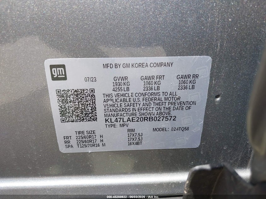 2024 Buick Envista Preferred Fwd VIN: KL47LAE20RB027572 Lot: 45288922