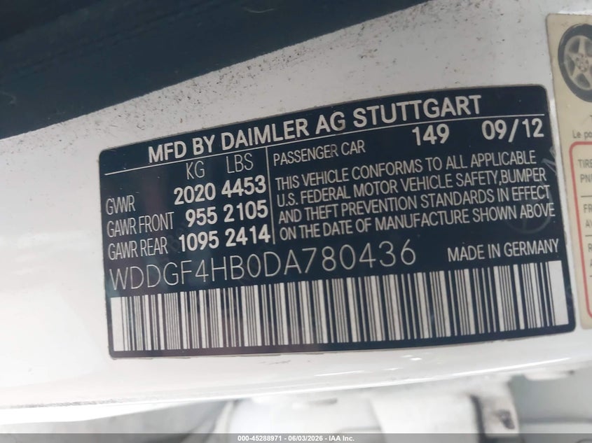 2013 Mercedes-Benz C 250 Sport VIN: WDDGF4HB0DA780436 Lot: 45288971