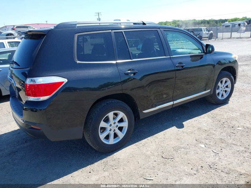Vin: 5tdbk3eh2ds250491, lot: 45787457, toyota highlander se v6 20134