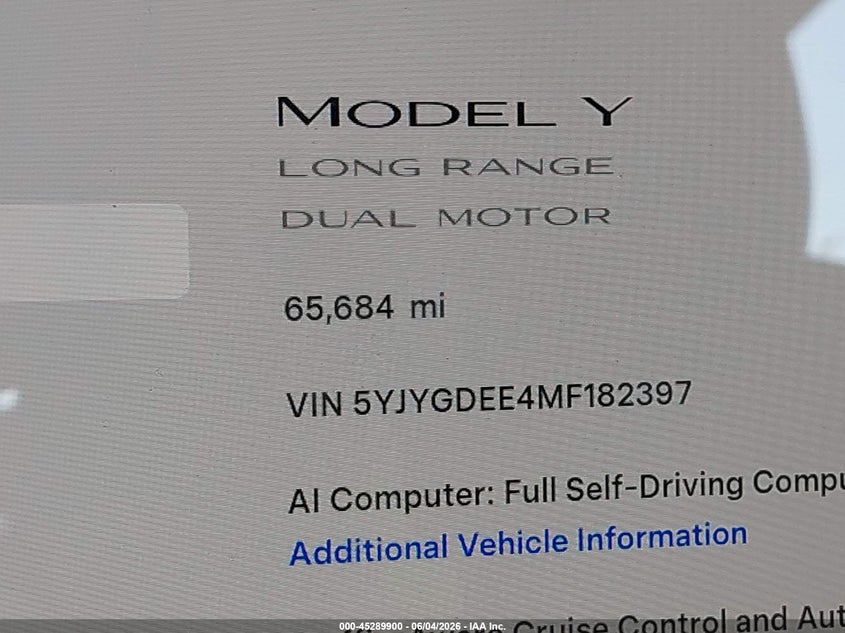 2021 TESLA MODEL Y auction photo 7
