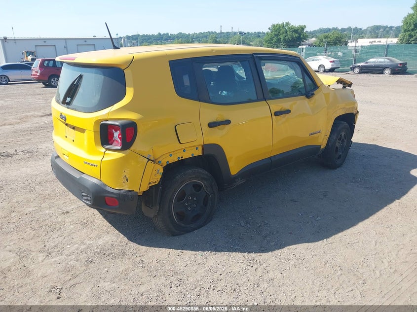 Vin: zaccjbab4jph71658, lot: 45788692, jeep renegade sport 4x4 20184