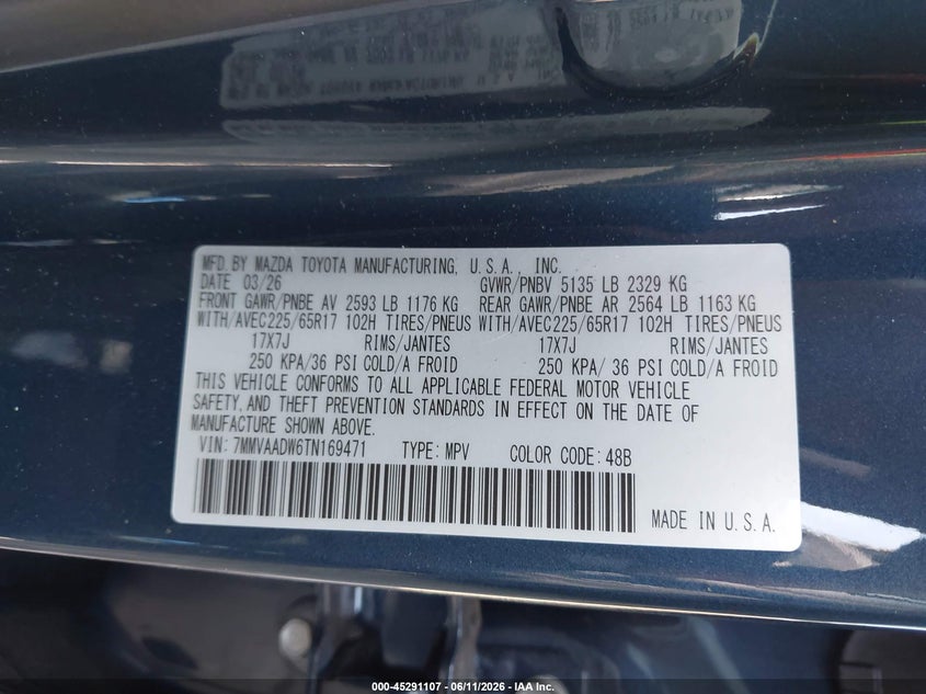 2026 Mazda Cx-50 Hybrid Premium VIN: 7MMVAADW6TN169471 Lot: 45291107