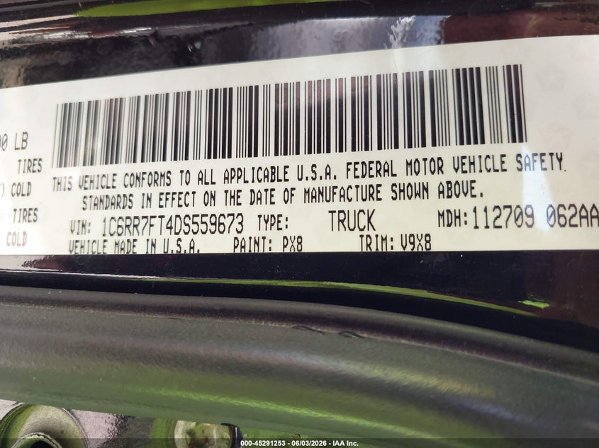 2013 Ram 1500 Express VIN: 1C6RR7FT4DS559673 Lot: 45291253
